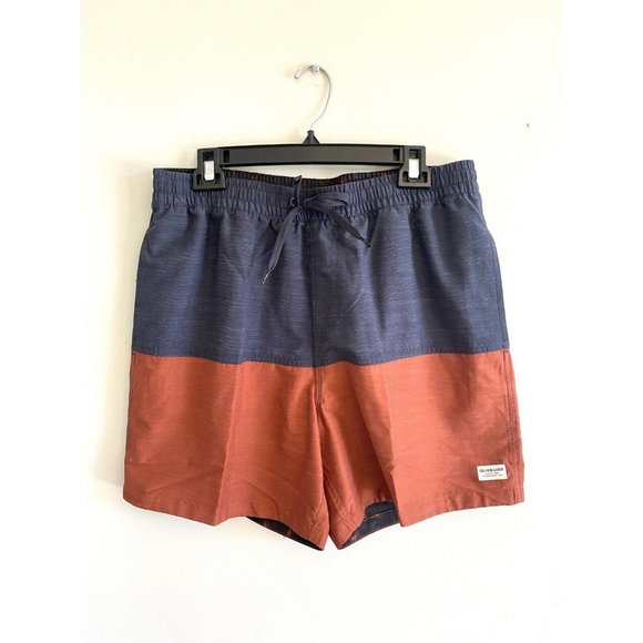 Quicksilver NWT Rust & Navy Color Block Boardshorts Tie-Waist Men $55 Swim XL - Picture 3 of 8
